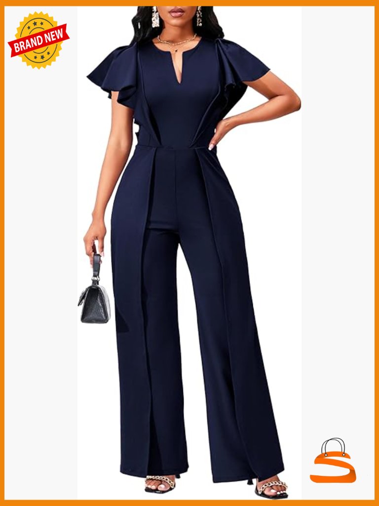 Elegant Jumpsuit With Long Straight Pants For Women Dressy Formal Casual